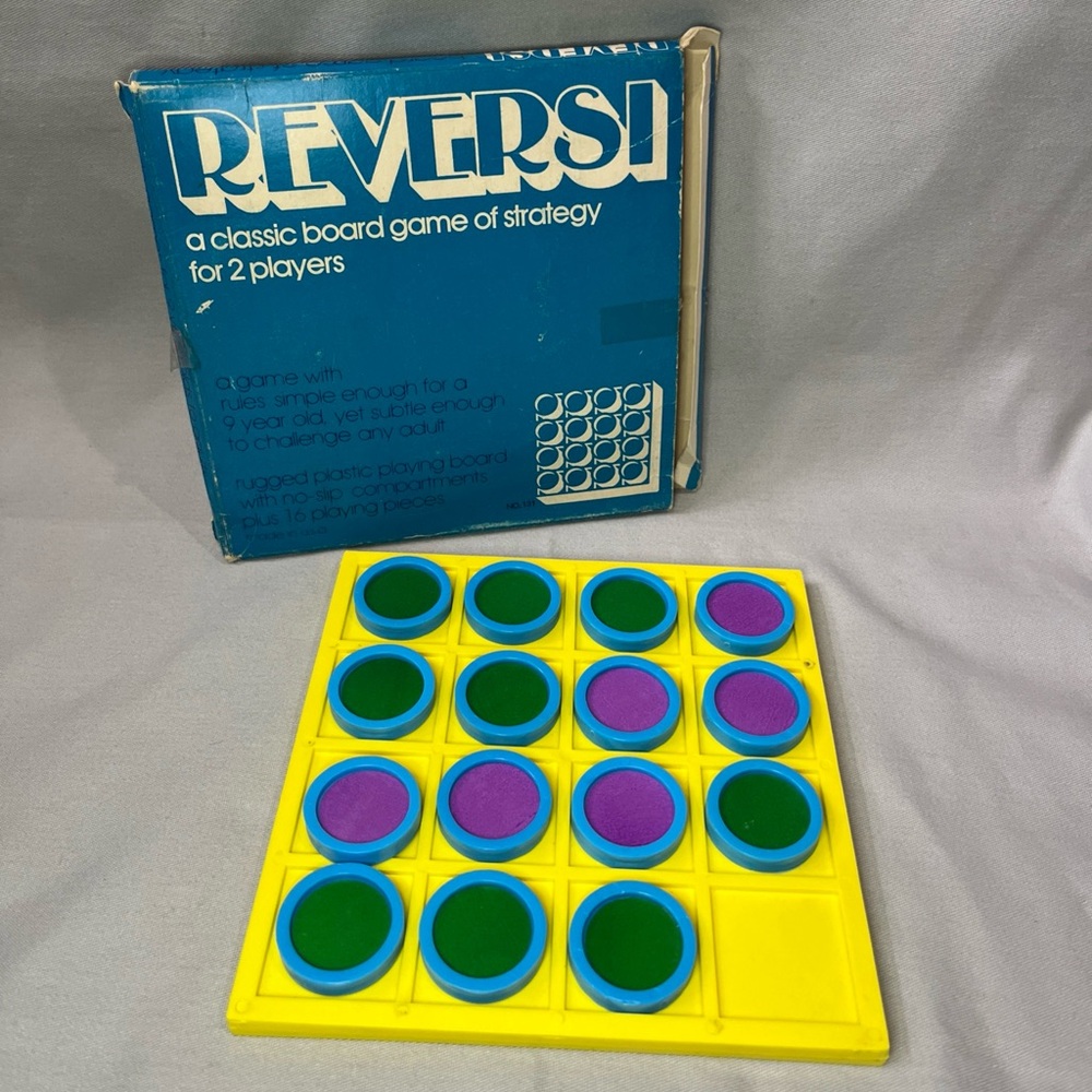 Vintage 1970s REVERSI Game, Gordon Bros, Rare, Blue Box Version No. 131